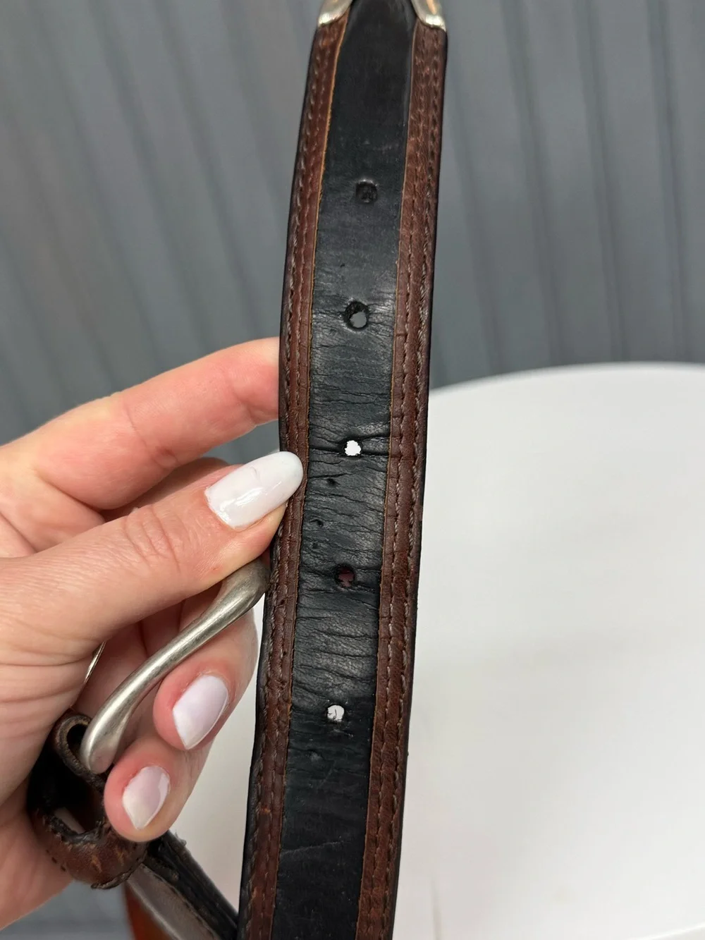 Vintage Genuine Leather Black & Brown Casual Belt Men’s Size 44 Soft Leather